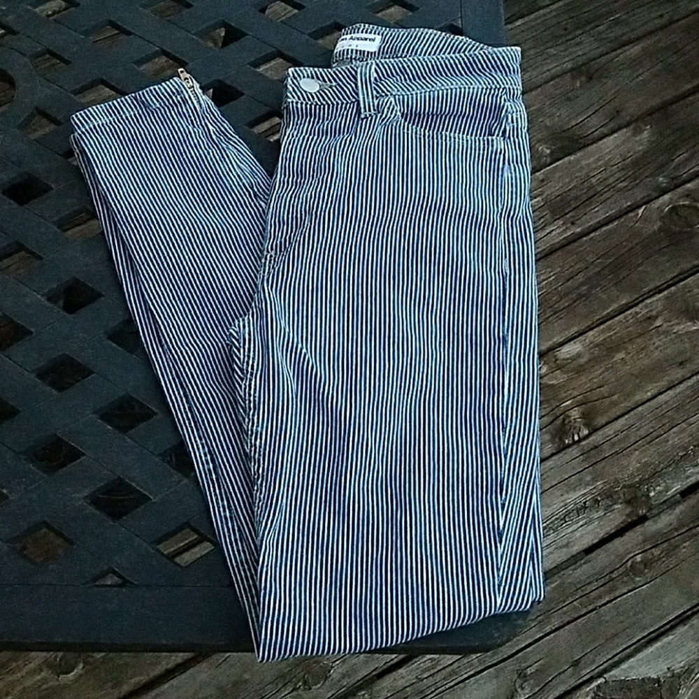 AA Railroad-Stripe Skinny Jeans